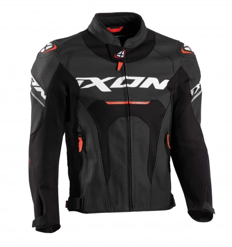 Мотокуртка кожаная IXON JACKAL JKT BLACK/WHITE/RED