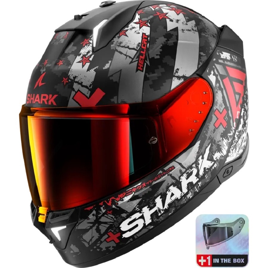 Шлем Shark SKWAL I3 HELLCAT MAT Black/Chrome/Red