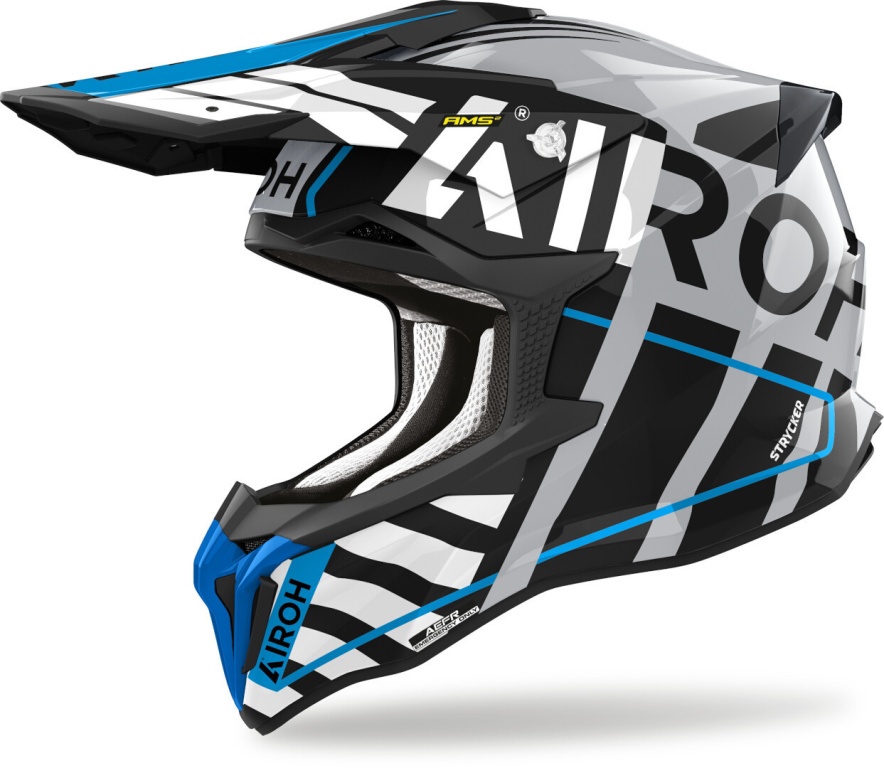 Мотошлем AIROH STRYCKER BRAVE, BLUE/GREY GLOSS