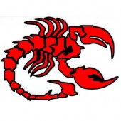 Praid наклейка "Красный скорпион", светоотражающая, 11х13 см