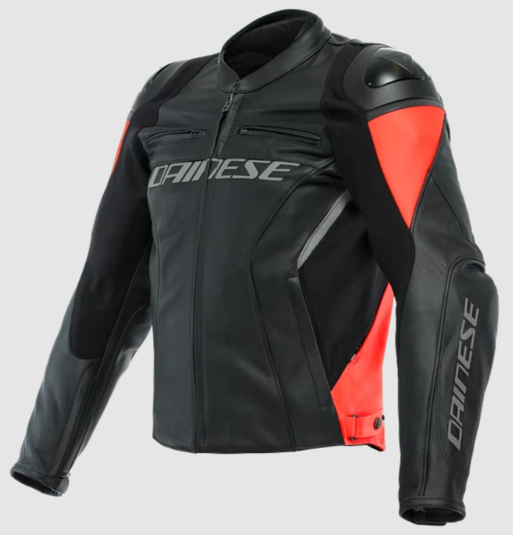 Куртка кожаная Dainese RACING 4 LEATHER JACKET Black/Fluo-Red