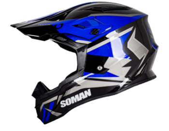 Мотошлем SOMAN M11, black blue thunder