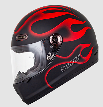 Мотошлем SOMAN H9, matte black red flame