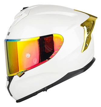 Мотошлем SOMAN SM961-S, pearl white-gold  spoiler
