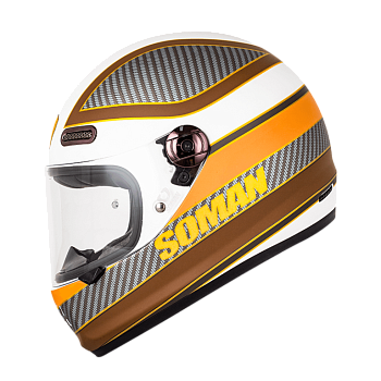 Мотошлем SOMAN H9, matte white  golden spacious