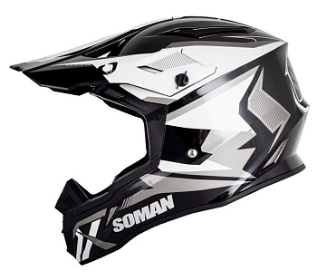 Мотошлем SOMAN M11, black white thunder