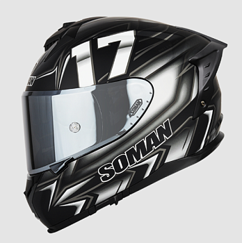 Мотошлем SOMAN SM961-S, STORM 17 black gray