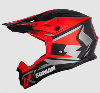 Мотошлем SOMAN M11, black red thunder