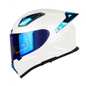 Мотошлем SOMAN TAIKO, pearl white-blue spoiler