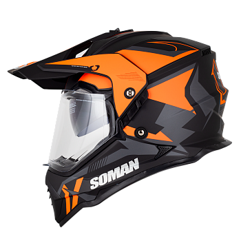 Мотошлем SOMAN M10, matte black orange thunder