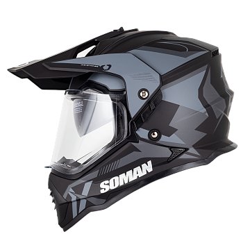 Мотошлем SOMAN M10, matte black gray thunder