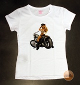 PresentPhoto футболка женская "Мотоциклистка на чоппере", белая
