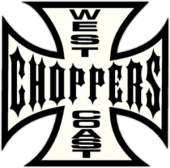 Наклейка вырезанная Praid "Choppers West Coast", 22*22 см., белая