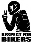 Наклейка вырезанная Praid "Respect Bikers", 11*14 см., белая