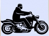 Наклейка вырезанная Praid "Мотоциклист классик", 11*17 см., белая