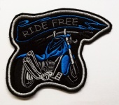 Нашивка Ride free синий, 12*9 см.
