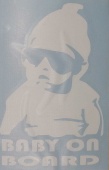 Praid Наклейка вырезанная  "Baby on Board" 11х15 см, белая
