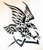 Praid наклейка "Черный орел", светоотражающая, 12х10 см