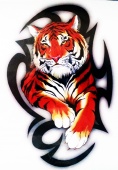 Praid наклейка  "Тигр тату №2", наружная полноцветная, 12х17 см