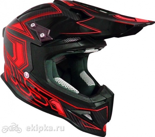 Just1 мотошлем J12 Carbon fluo, red